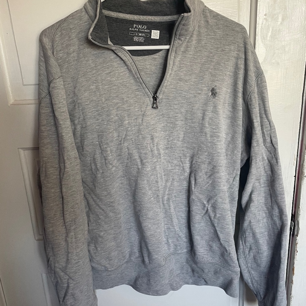 Mens polo grey pullover quarter zip size large